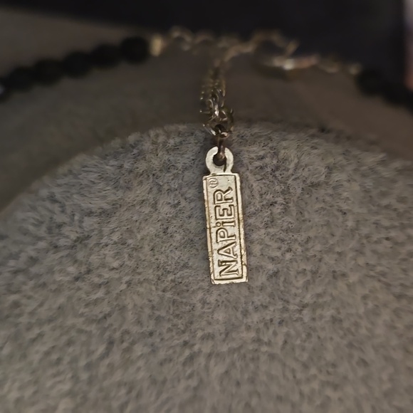 Napier Vintage Black Faceted Beads and Rhinestone  Beaded Necklace. 16 Inches. - Picture 4 of 4